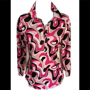 Fairway & Greene Top - S pink paisley , polyester, Quarter sleeve ,